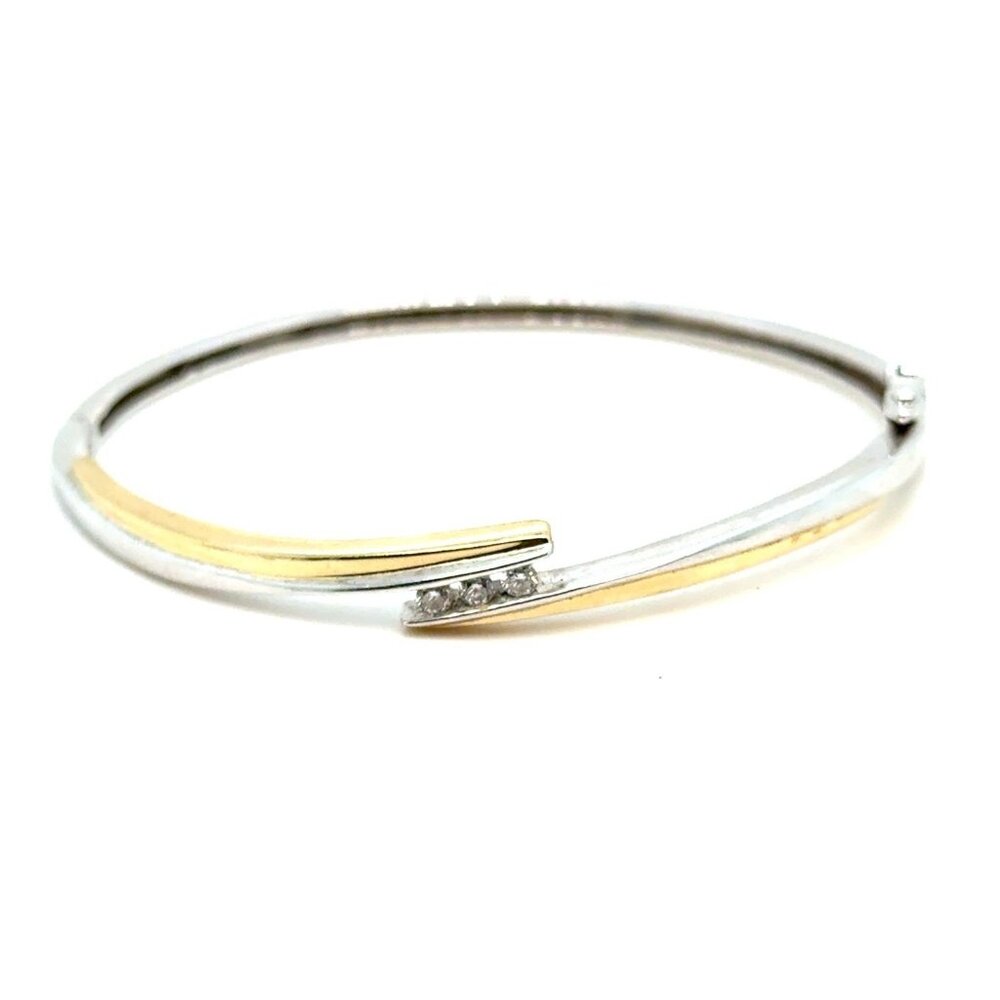 10K Two-Tone Gold Diamond Bangle Bracelet‎